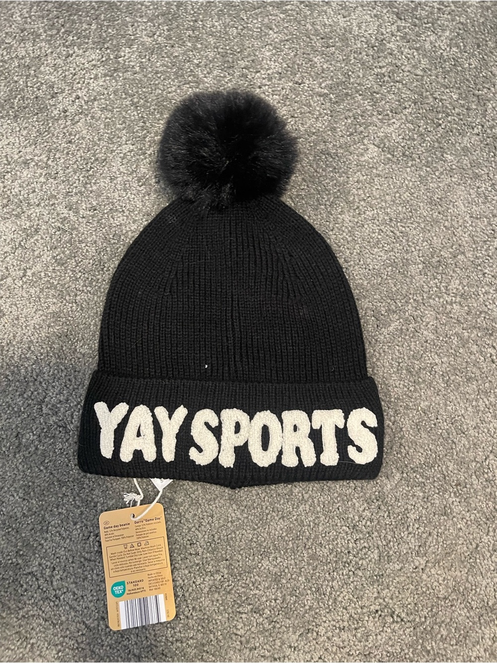 Yay Sports Women’s Pom Beanie Hat - Black
